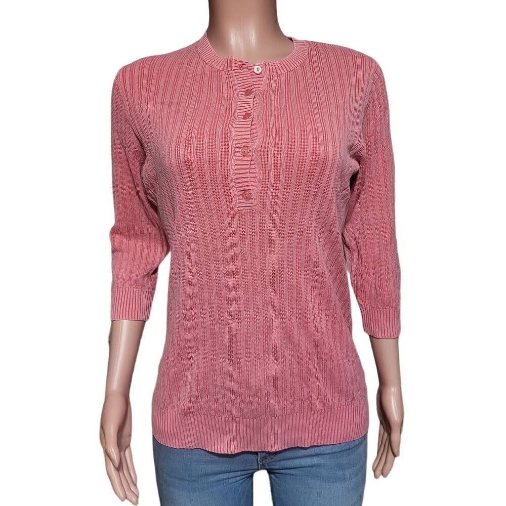 Pulp 3/4 sleeve henley salmon ribbed shirt M